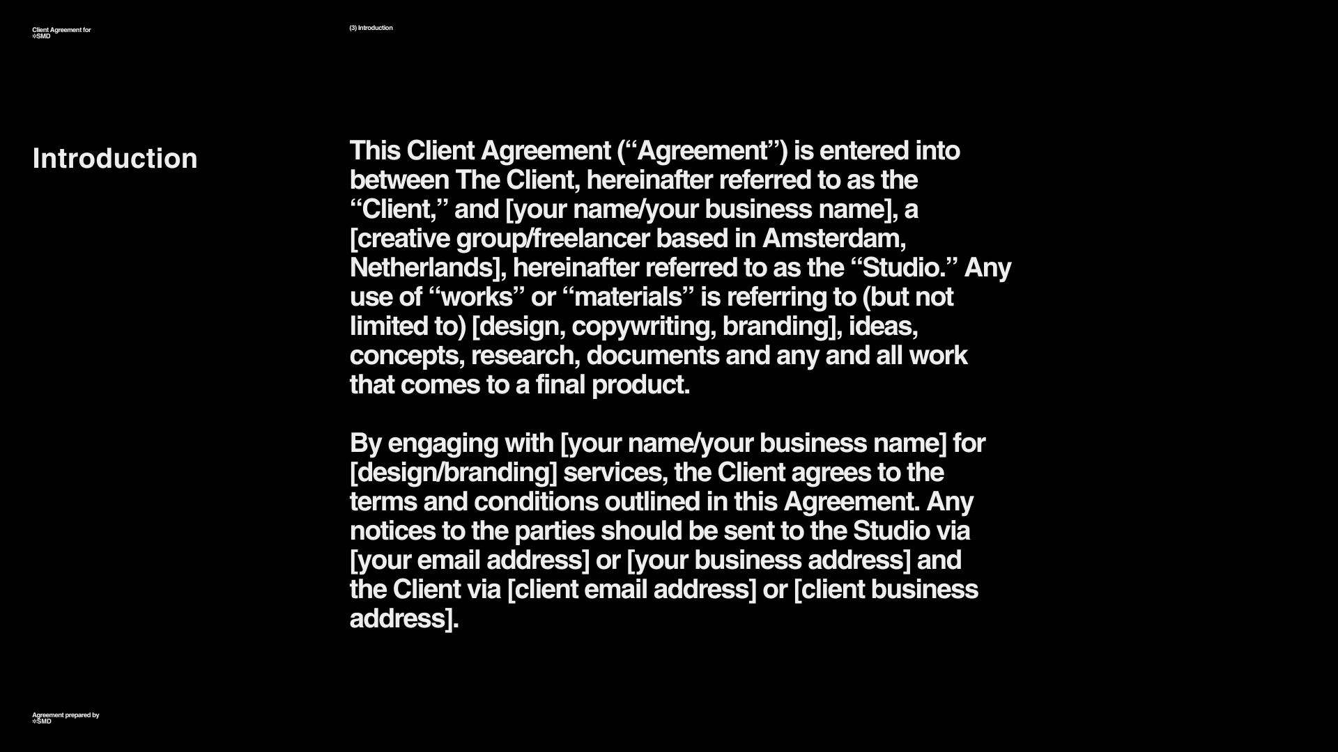 CLIENT AGREEMENT FRAMEWORK TEMPLATE